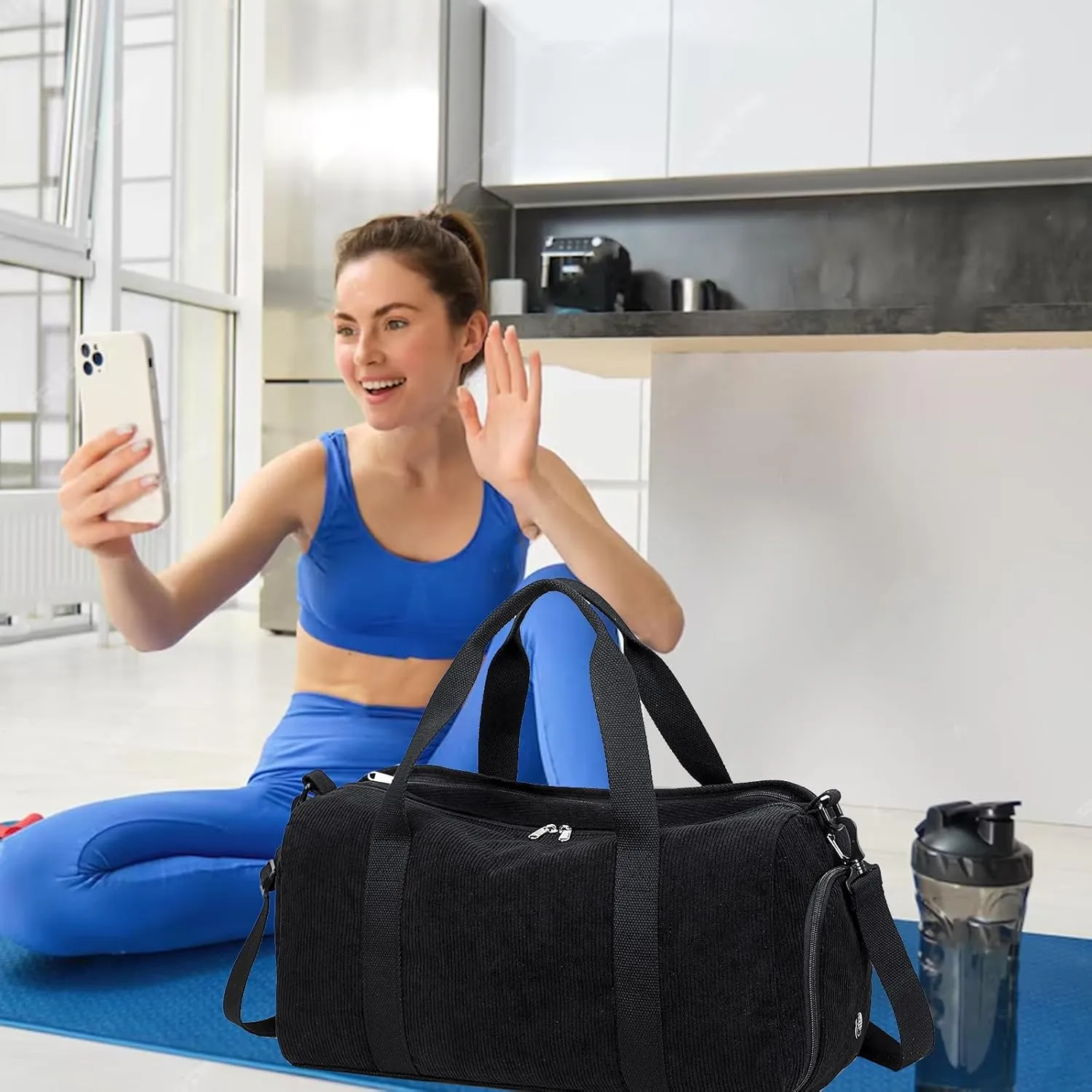 Duffle Bag for Gym Sports Women Girls Workout Travel Bag Weekender with Shoe Compartment and Wet Pocket