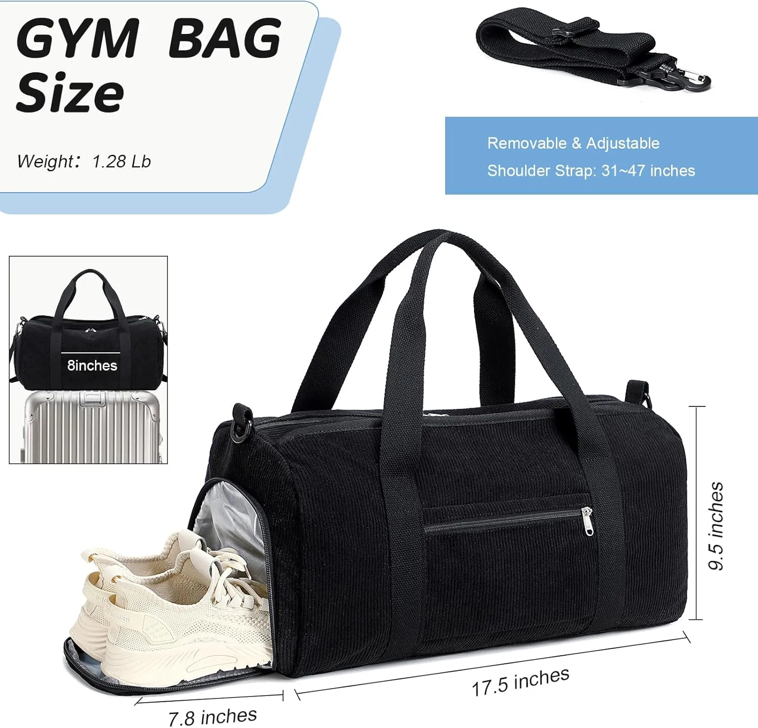 Duffle Bag for Gym Sports Women Girls Workout Travel Bag Weekender with Shoe Compartment and Wet Pocket