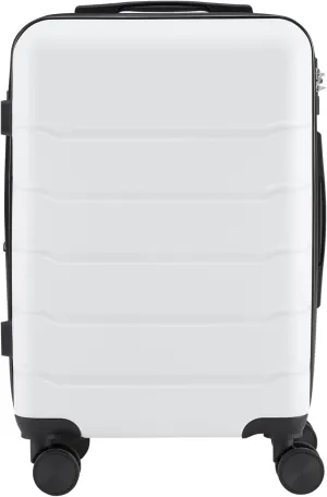 Durable Hard Sided Expandable Suitcase with Smooth Rotating Wheels, Retractable Handle, White, 20 Inch