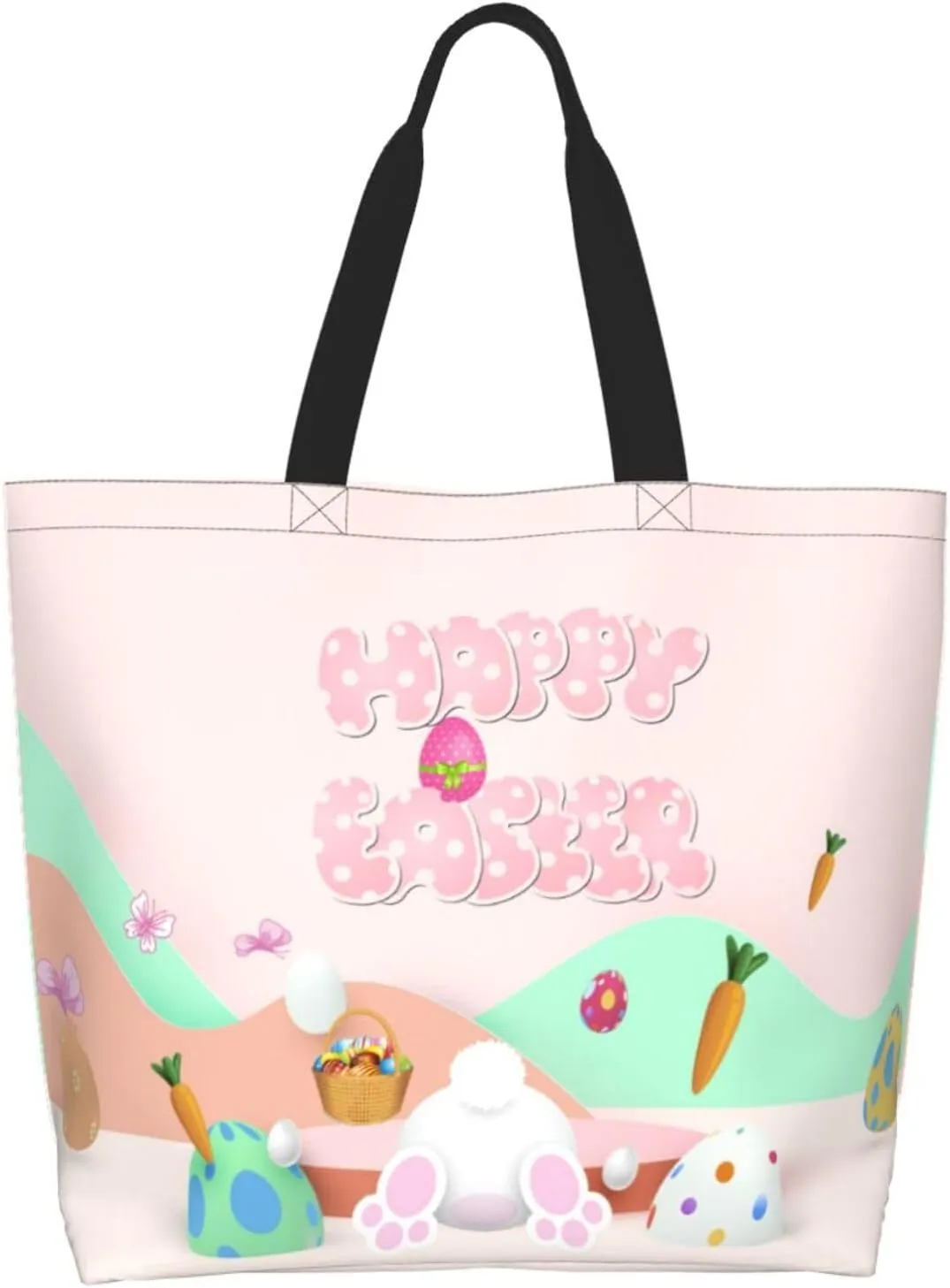 Easter Grocery Bag Happy Easter Shopping Bag Easter Egg Handbag Bags Easter Tote Bag for Outdoor