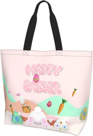 Easter Grocery Bag Happy Easter Shopping Bag Easter Egg Handbag Bags Easter Tote Bag for Outdoor