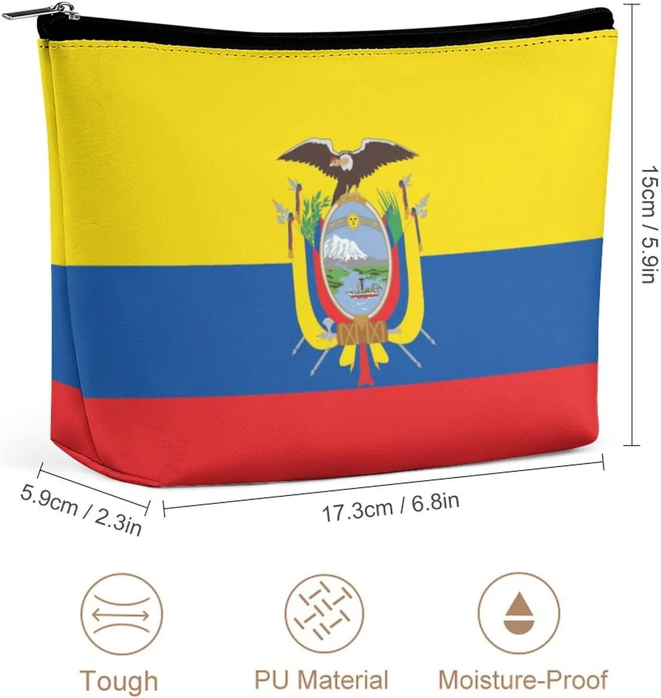 Ecuador Flag Travel Makeup Bag Lightweight Organizer Cosmetic Pouch for Women