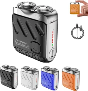 Electric Mini Portable Razor Luggage Design for Men,Double-Ring Magnetic Cutter Waterproof Pocket Shaver,R-12 Dry and Wet Shaving Rechargeable Portable Travel Shaver for Travel Office Business Trip