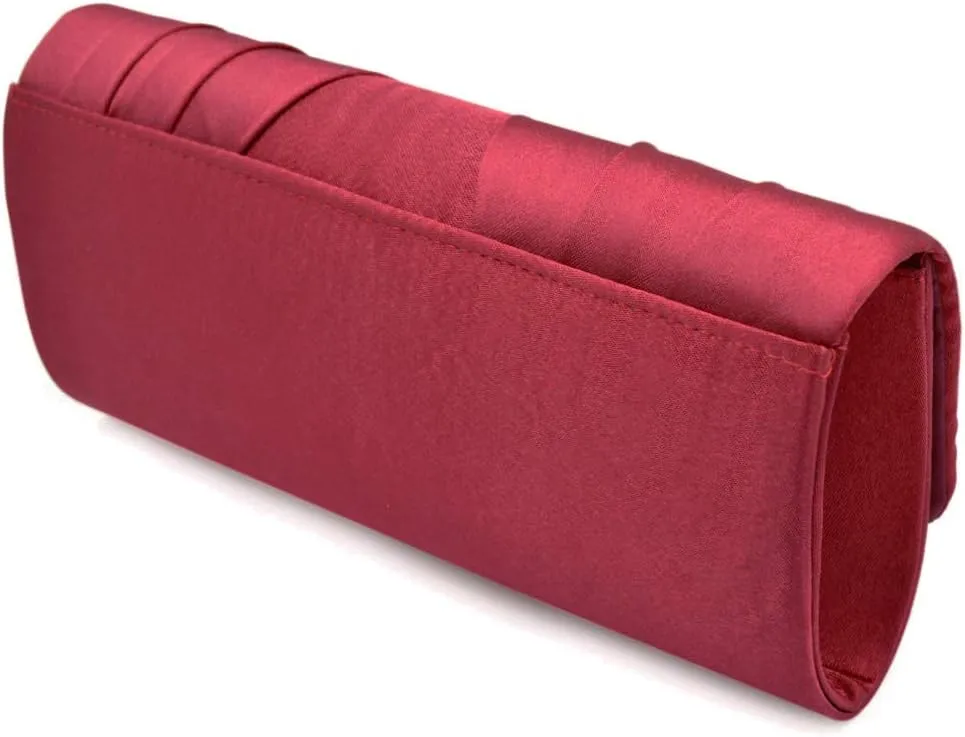Elegant Classic Solid Satin Pleated Satin Flap Clutch Evening Bag Handbag