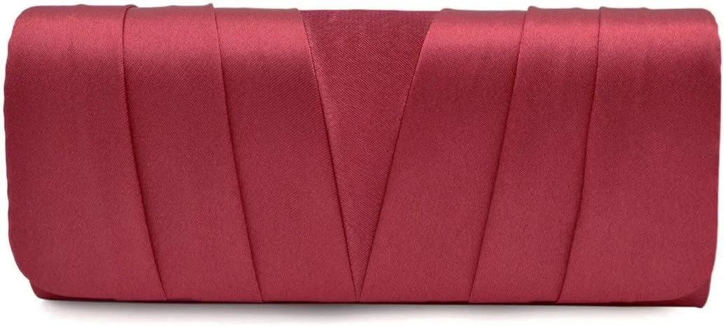 Elegant Classic Solid Satin Pleated Satin Flap Clutch Evening Bag Handbag
