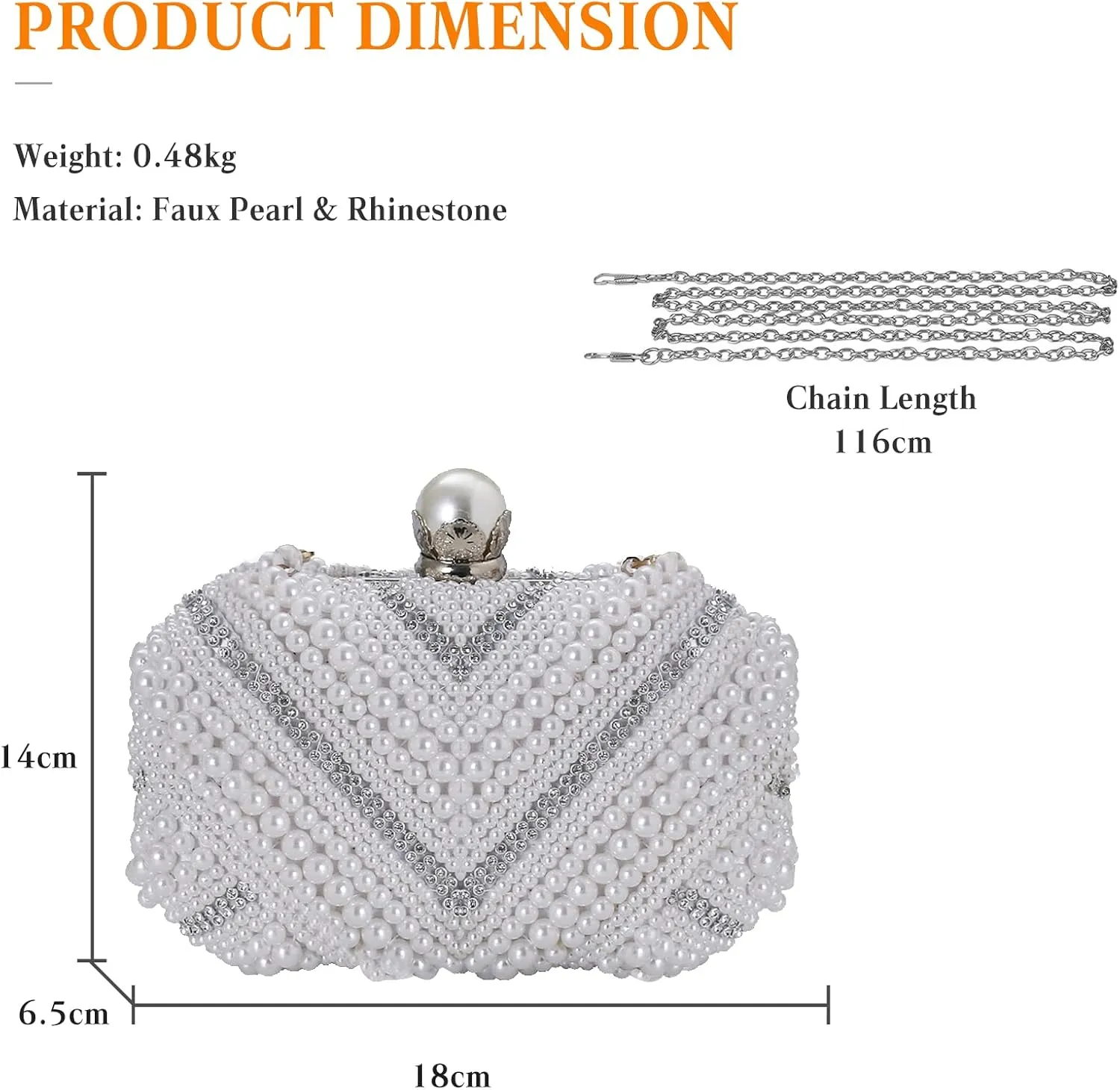 Elegant Pearl Beaded Evening Handbag with Rhinestones - Bridal Wedding Small Crossbody Shoulder Bag for Ladies