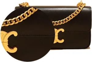 Elegant Real Leather Crossbody Bag, Burgundy Clutch, Single Shoulder Gold Bracelet