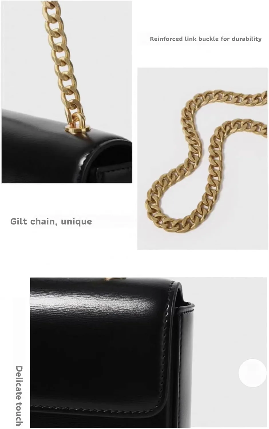 Elegant Real Leather Crossbody Bag, Burgundy Clutch, Single Shoulder Gold Bracelet