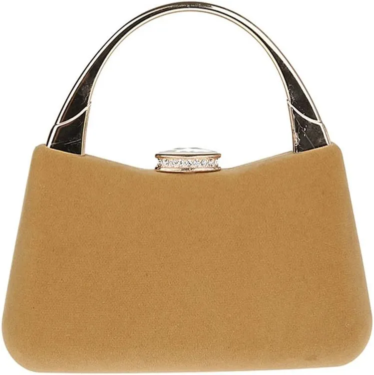 ELEOPTION® Women's Flower Evening Bag Clutch Purse Handbag Metal Frame Large Clutch Bag Wedding Hand Bag Carved Handle