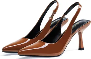Elisabet Tang 3.14 in Trendy Slingback Stiletto Pumps for Women - Sexy Slip on Pointed Closed Toe mid High Heels Daily Party Office