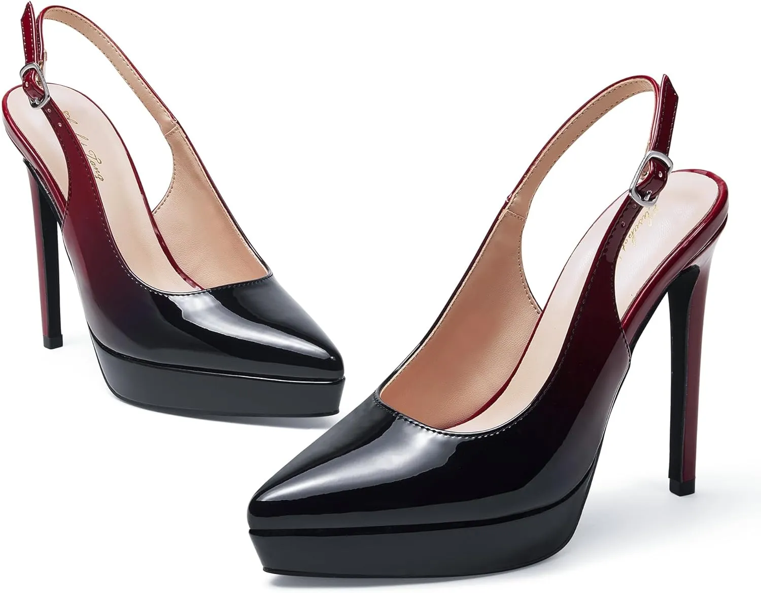 Elisabet Tang Platform Pumps 5 Inch Pointed Closed Toe Stiletto Slingback High Heel for Women Evening Prom Party Wedding Homecoming Dress Shoes Sexy
