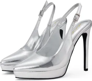 Elisabet Tang Platform Pumps 5 Inch Pointed Closed Toe Stiletto Slingback High Heel for Women Evening Prom Party Wedding Homecoming Dress Shoes Sexy
