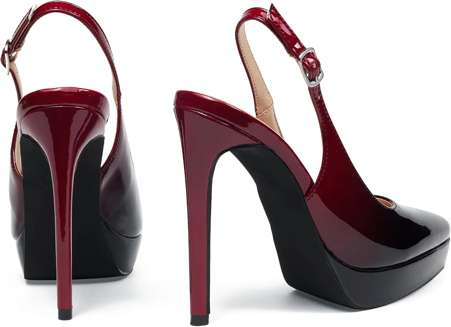 Elisabet Tang Platform Pumps 5 Inch Pointed Closed Toe Stiletto Slingback High Heel for Women Evening Prom Party Wedding Homecoming Dress Shoes Sexy
