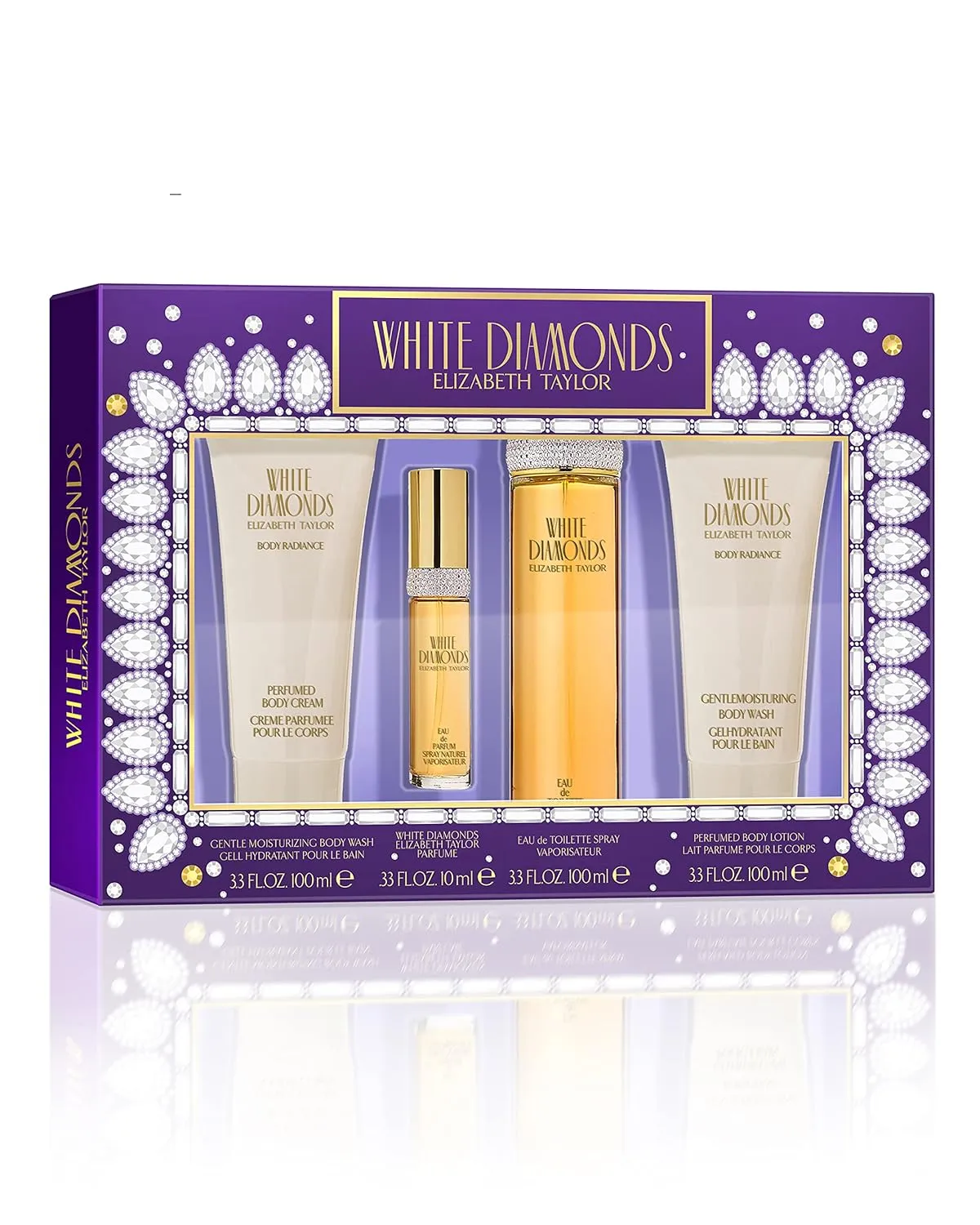 Elizabeth Taylor White Diamonds for Women Fragrance 4 Piece Gift Set, 3.3 fl. oz