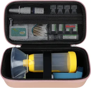 Elonbo Carrying Case ​for Asthma Inhaler, Inhaler Spacer for Kids and Adults, Masks, Inhaler Holder Asthma Travel Organize Bag, Pocket Fits Allergy Meds, Ventolin Inhaler, Rose Gold (Case Only)