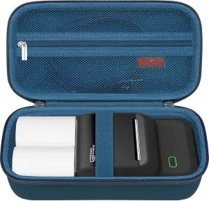 Elonbo Carrying Case for Ponek M100/ NelkoGlobal M100 Label Maker, Portable Inkless Thermal Bluetooth Label Printer Bag, Handheld Barcode Labeler Storage Holder, Mesh Pocket Fits Label Paper.Dark blue