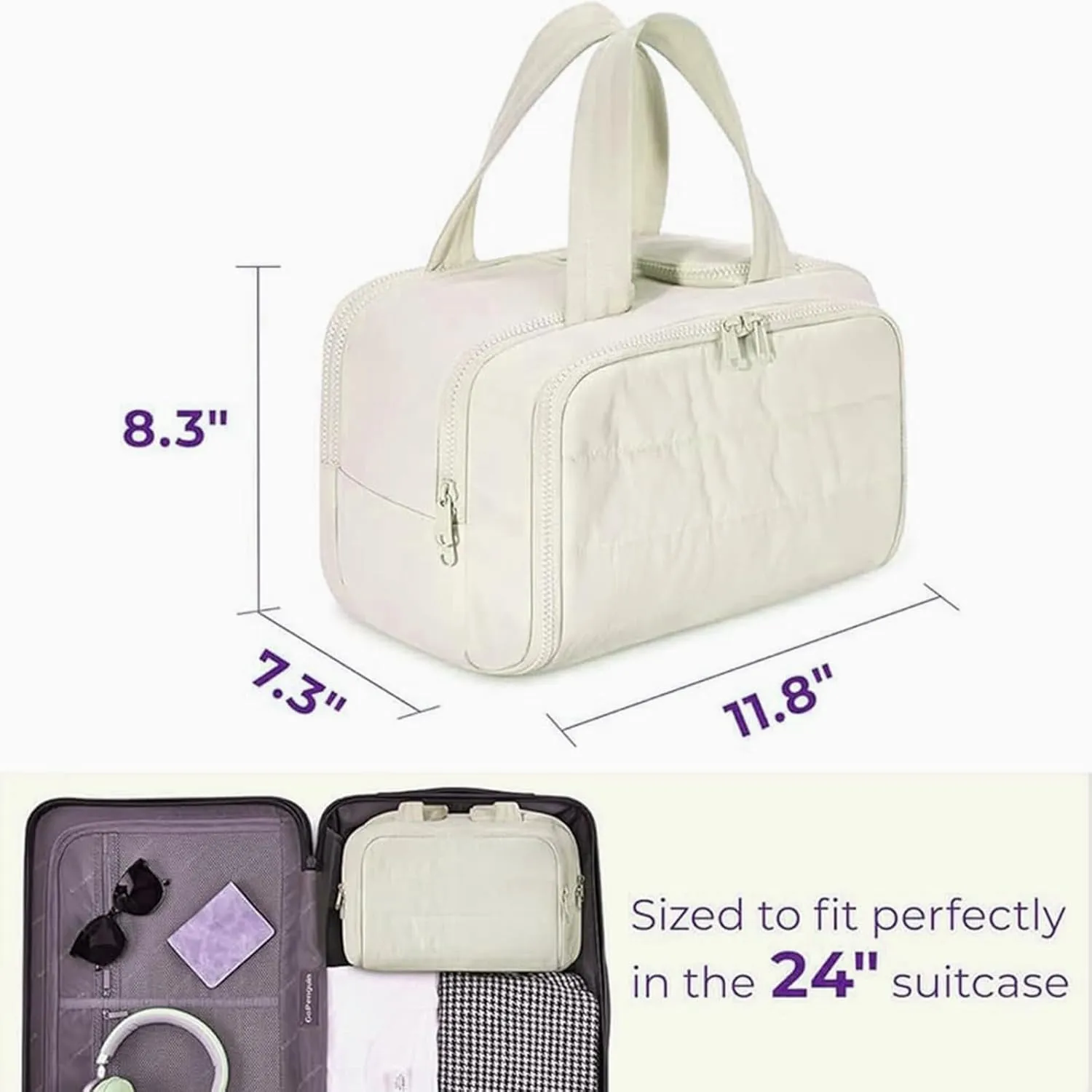 Elouva Toiletry Bag, Elouva Large Capacity Travel Cosmetic Bag, 4-In-1 Puffy Multi-Functional Toiletry Bags, Portable Waterproof Open Flat Organizer Bags, Can be taken on board (pink)
