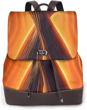 Ember's Embrace Print Cute Purse Backpack for Women, Soft PU Leather Casual Backpacks for Travel, Work, Shopping