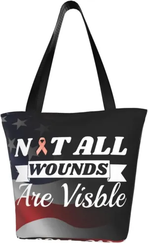 Endometrial Cancer Awareness Not All Wounds Are Visible Fashion Shoulder Bag Large Capacity For Man Or Woman