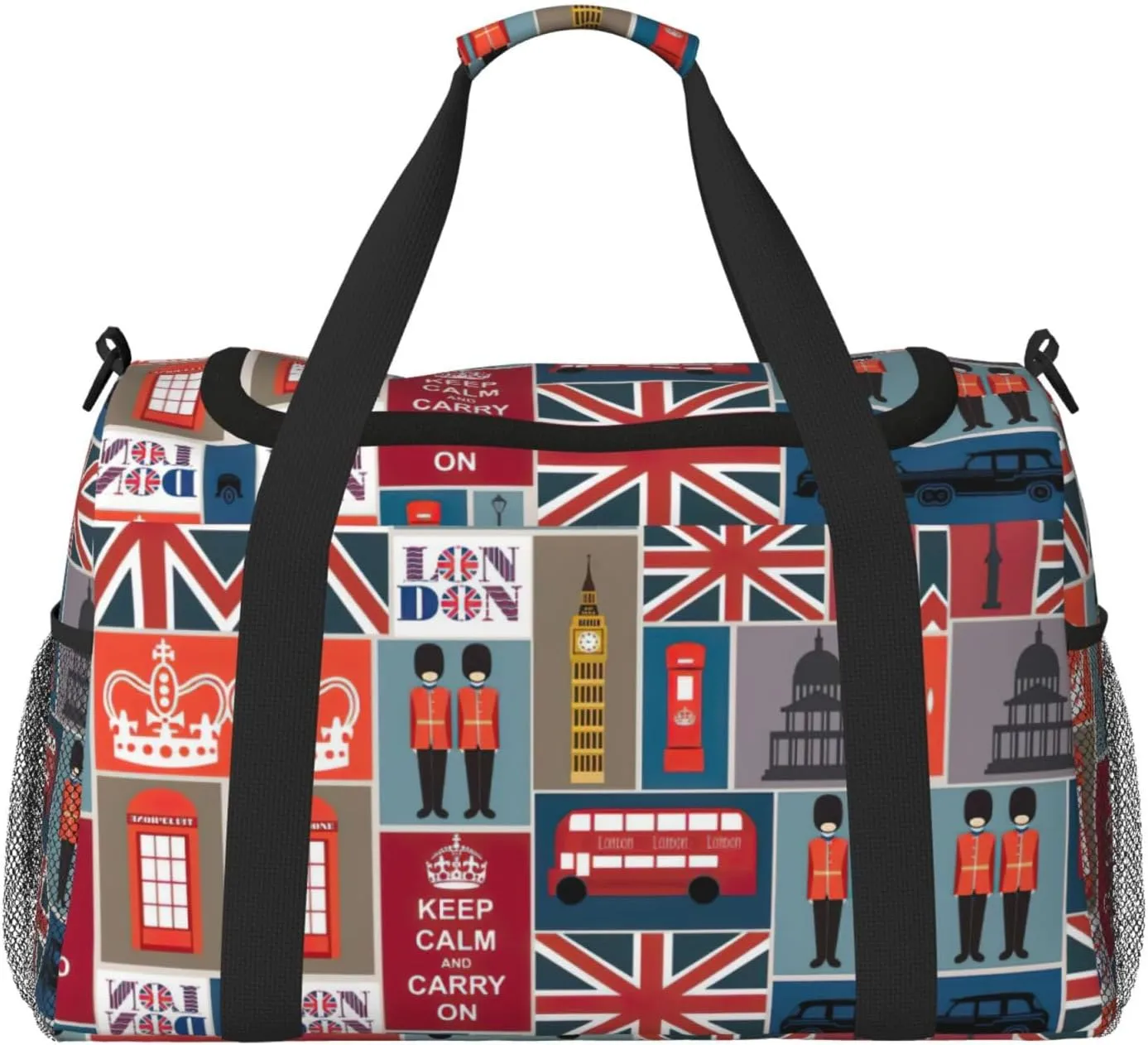 England Symbols Print Everyday Use Travel Duffle Bag Large Capacity Travel Bag Stylish Functional Bag
