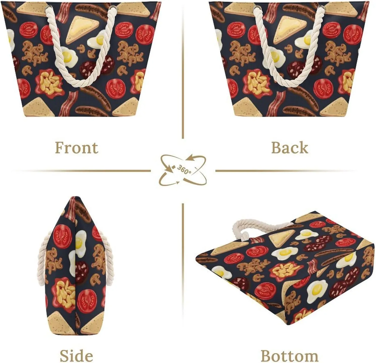 Ethnic Vintage Tribal Beach Bags for Women Waterproof Large Tote Bag with Zipper Travel Carry Bag Grocery Handbag