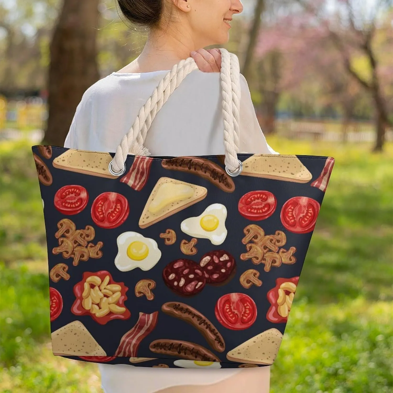 Ethnic Vintage Tribal Beach Bags for Women Waterproof Large Tote Bag with Zipper Travel Carry Bag Grocery Handbag