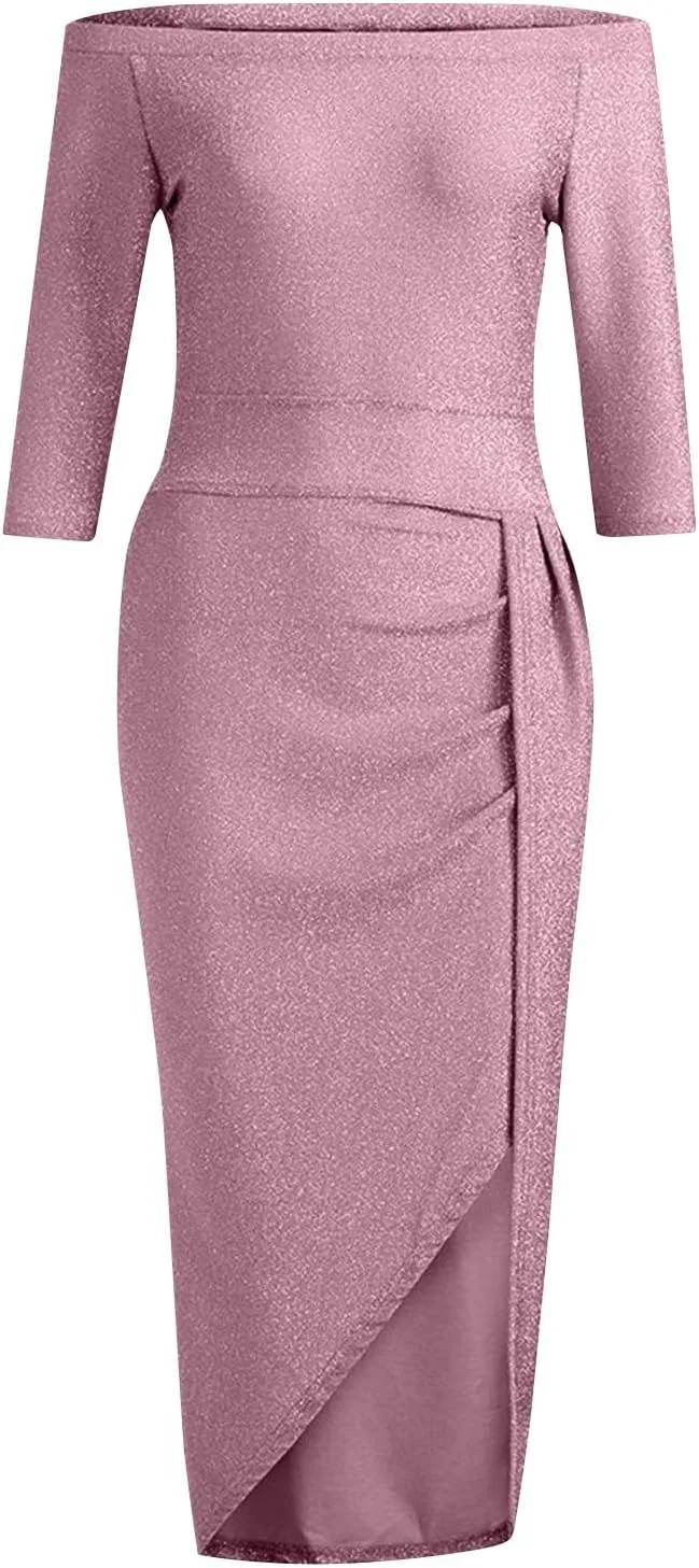 Evening Dresses for Women Elegant Long Sleeve Sequin Mini Dresses Sexy Ruched Bodycon Sparkly Glitter Cocktail Party Dresses