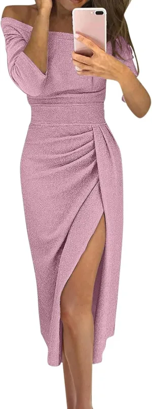 Evening Dresses for Women Elegant Long Sleeve Sequin Mini Dresses Sexy Ruched Bodycon Sparkly Glitter Cocktail Party Dresses