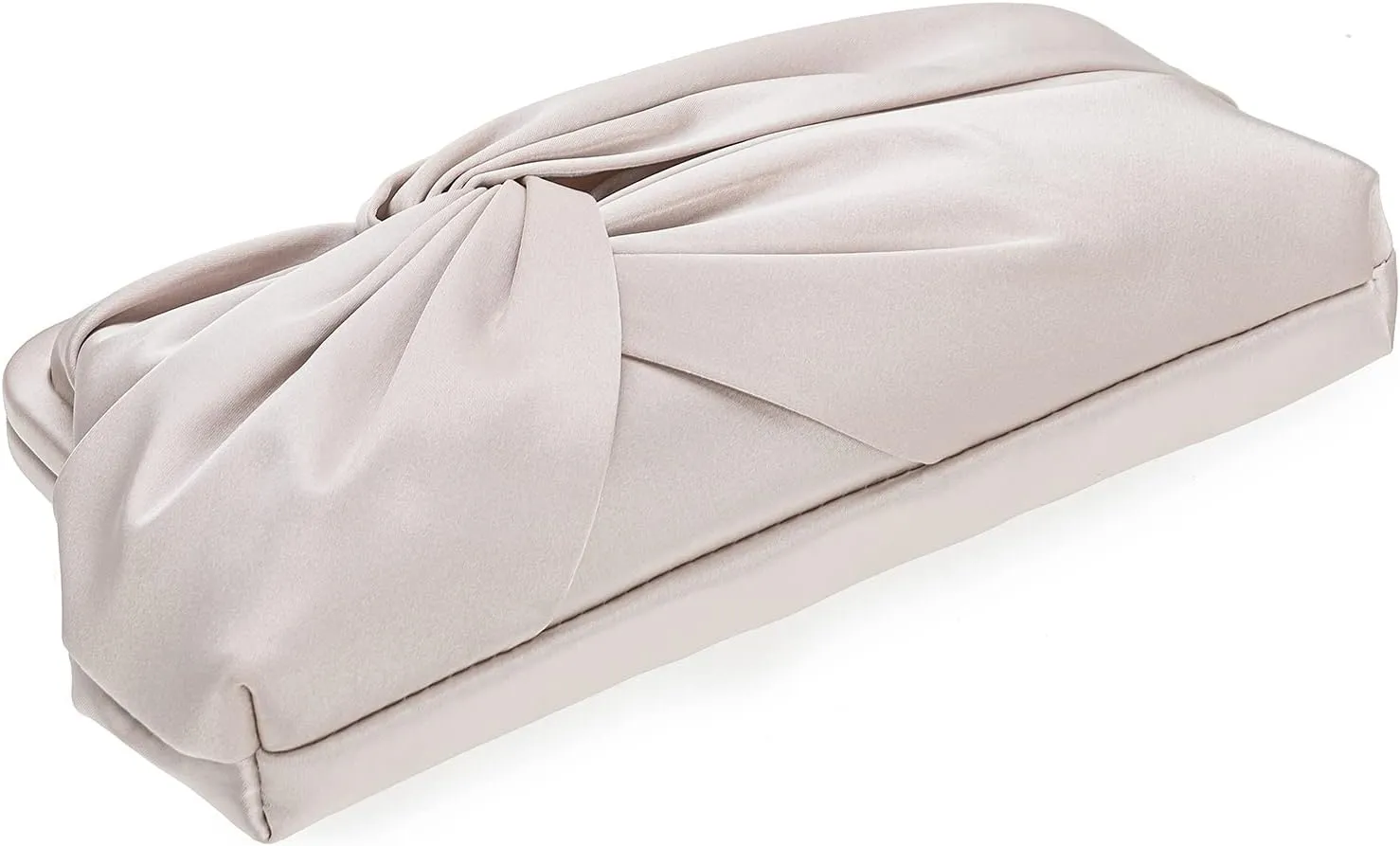 Evening Purse for Women Dressy Soft Pleated Knot Party Clutch Satin Frame Formal Handbag for Wedding/Prom/Cocktail