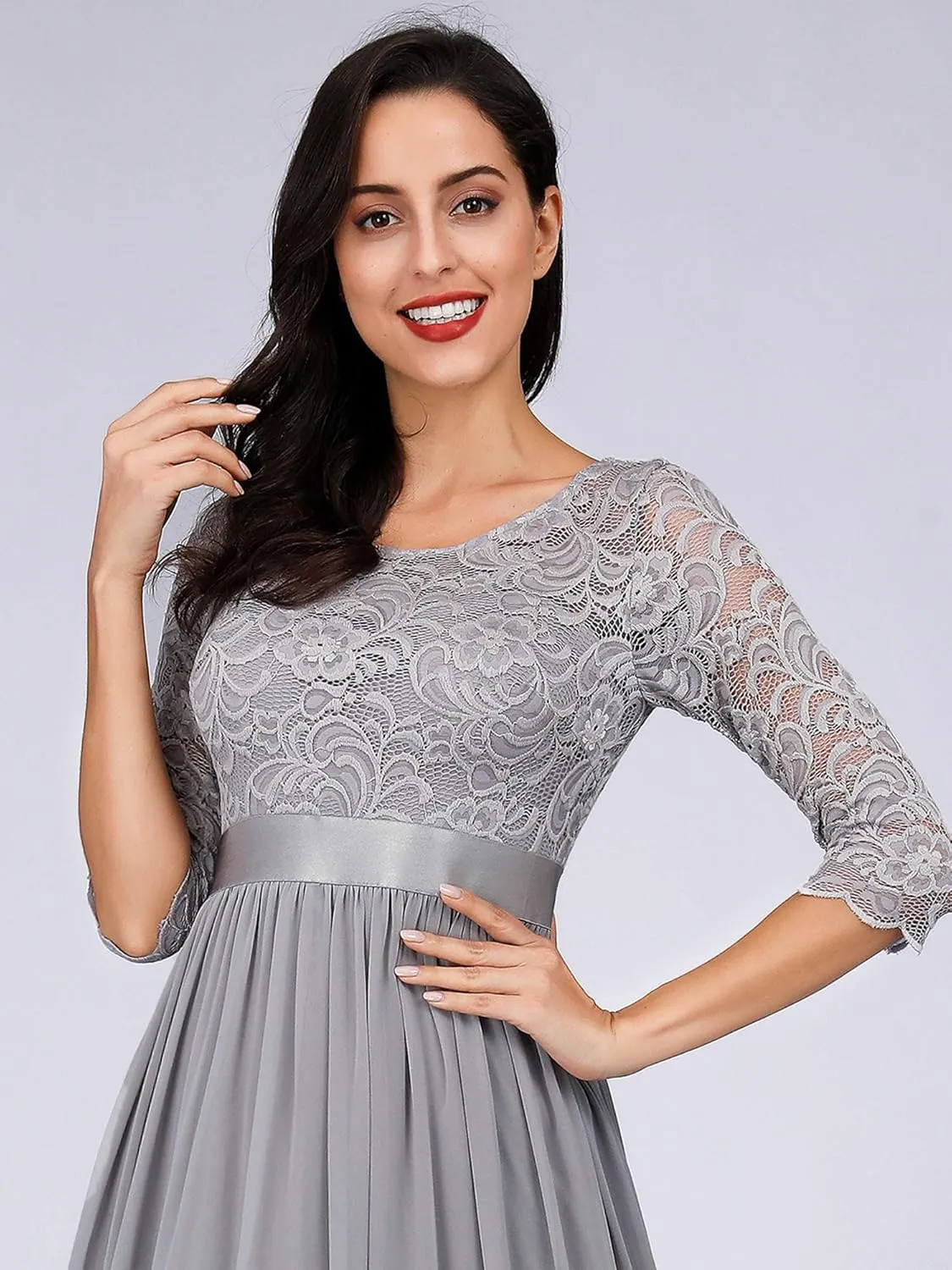 Ever-Pretty Women's Bridesmaid Dresses 3/4 Sleeve Empire Waist Maxi Mother of The Bride Dresses 07412