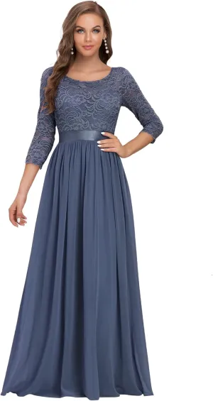 Ever-Pretty Women's Bridesmaid Dresses 3/4 Sleeve Empire Waist Maxi Mother of The Bride Dresses 07412