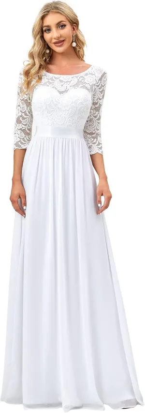 Ever-Pretty Women's Bridesmaid Dresses 3/4 Sleeve Empire Waist Maxi Mother of The Bride Dresses 07412