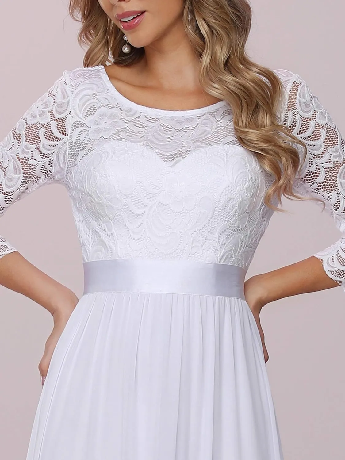Ever-Pretty Women's Bridesmaid Dresses 3/4 Sleeve Empire Waist Maxi Mother of The Bride Dresses 07412