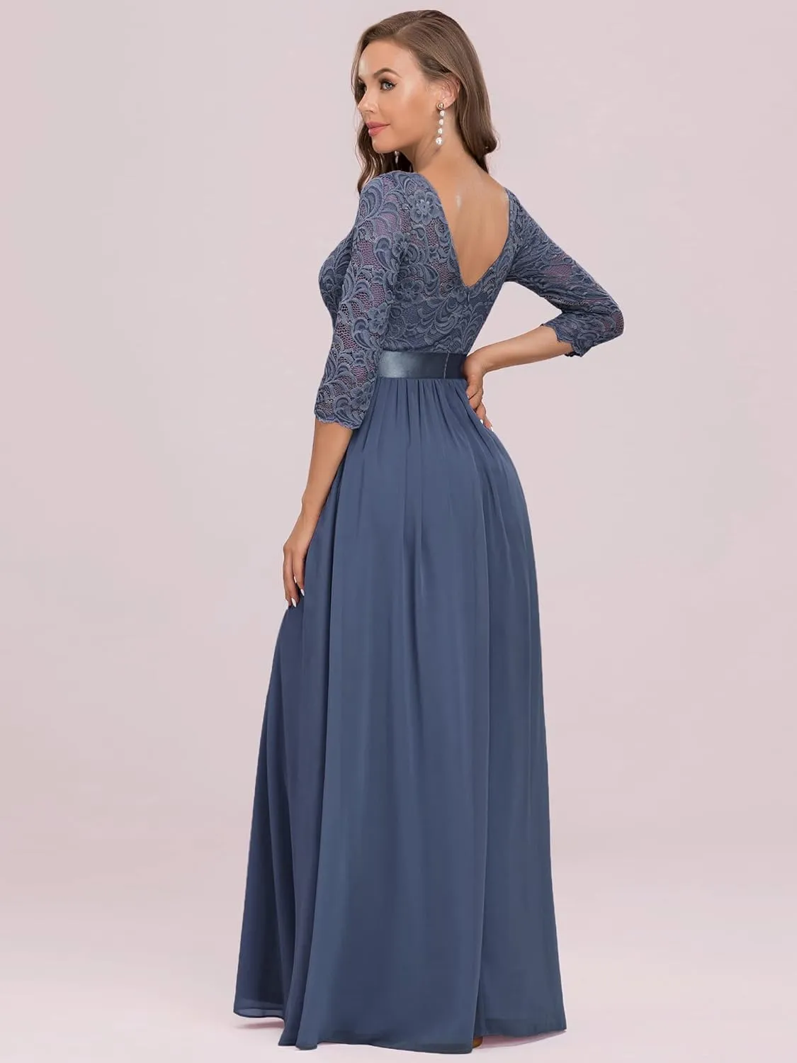 Ever-Pretty Women's Bridesmaid Dresses 3/4 Sleeve Empire Waist Maxi Mother of The Bride Dresses 07412