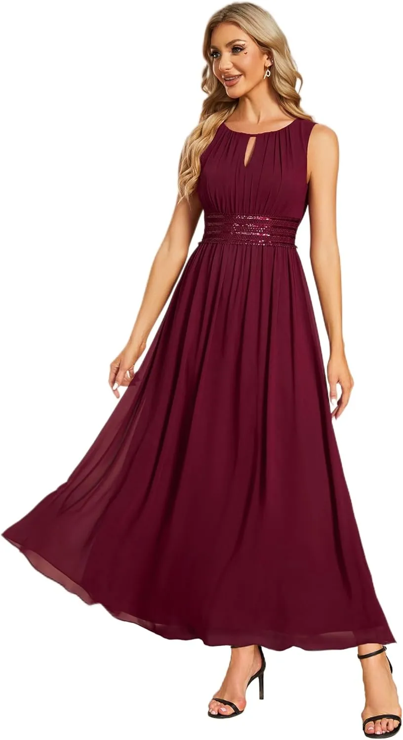 Ever-Pretty Women's Crew Neck Sleeveless A Line Hollow Out Sequin Maxi Fromal Dress 01955