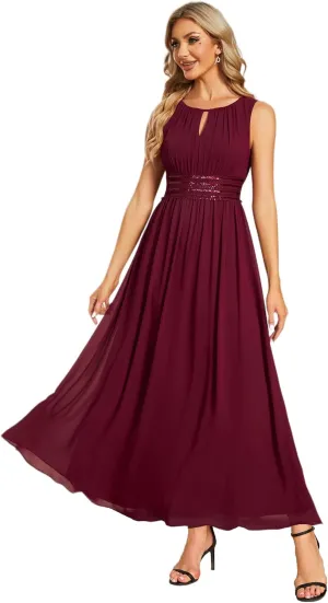 Ever-Pretty Women's Crew Neck Sleeveless A Line Hollow Out Sequin Maxi Fromal Dress 01955