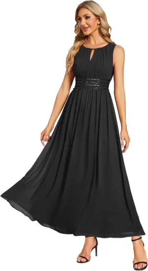 Ever-Pretty Women's Crew Neck Sleeveless A Line Hollow Out Sequin Maxi Fromal Dress 01955