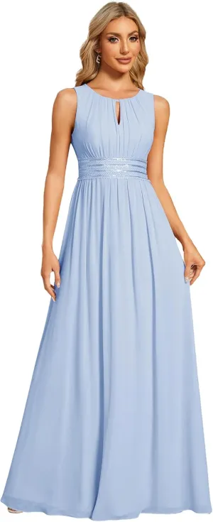 Ever-Pretty Women's Crew Neck Sleeveless A Line Hollow Out Sequin Maxi Fromal Dress 01955
