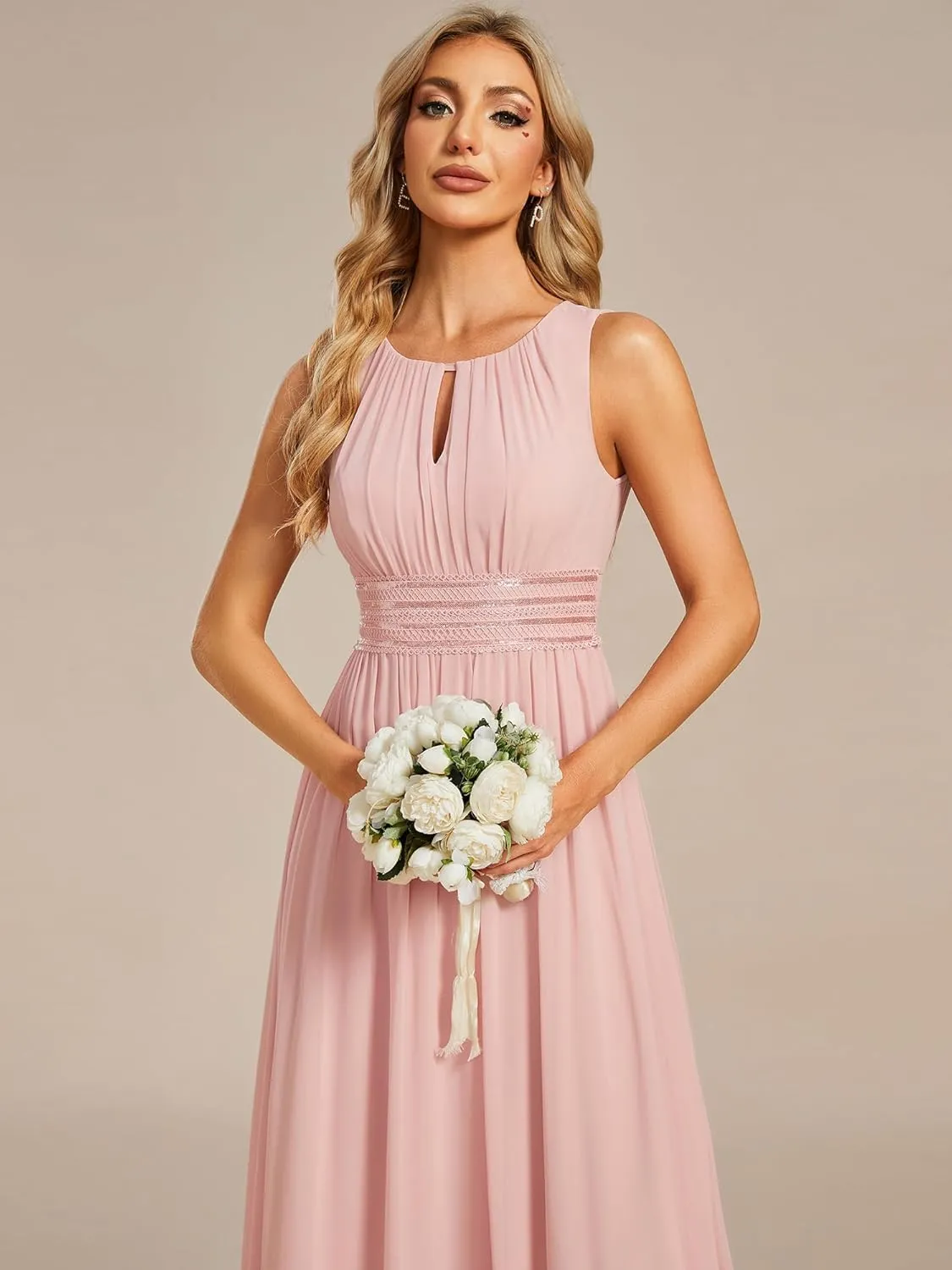 Ever-Pretty Women's Crew Neck Sleeveless A Line Hollow Out Sequin Maxi Fromal Dress 01955