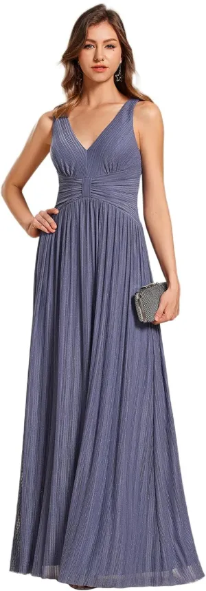 Ever-Pretty Women's Glitter Sleeveless V Neck A-Line Pleated Waist Evening Gowns 02133
