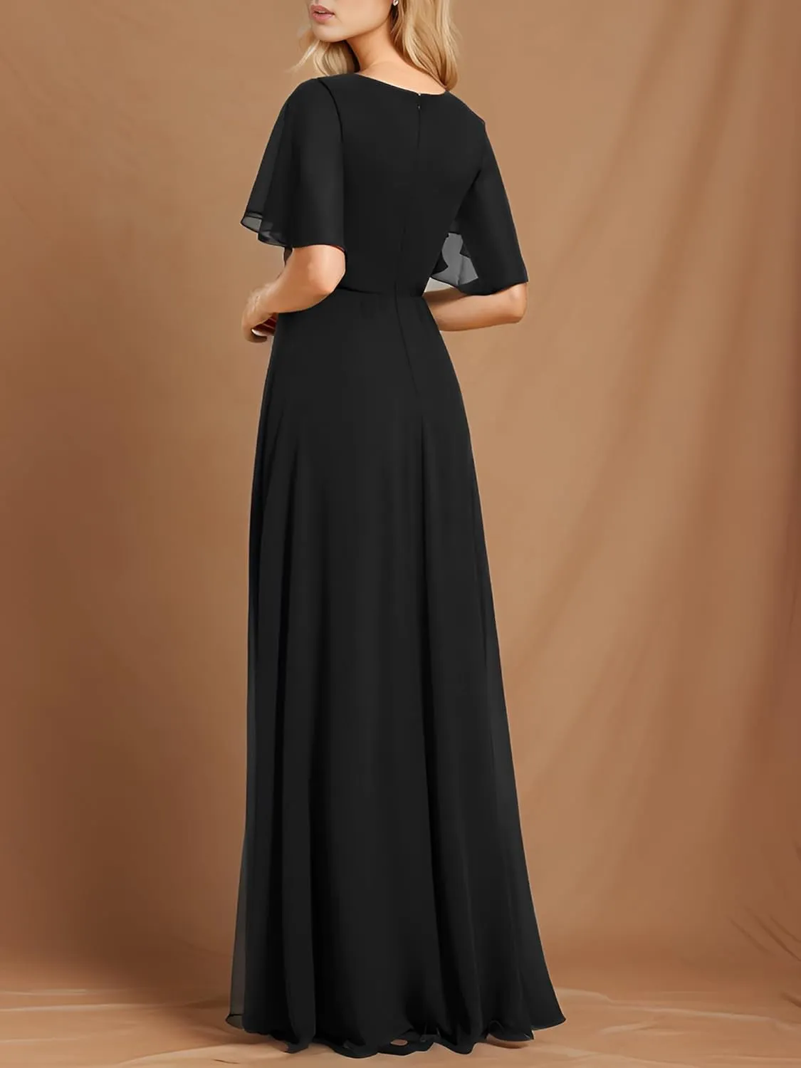 Ever-Pretty Women's Mother's Dress Chiffon V Neck A Line Appliques Waist Formal Dresses 01960