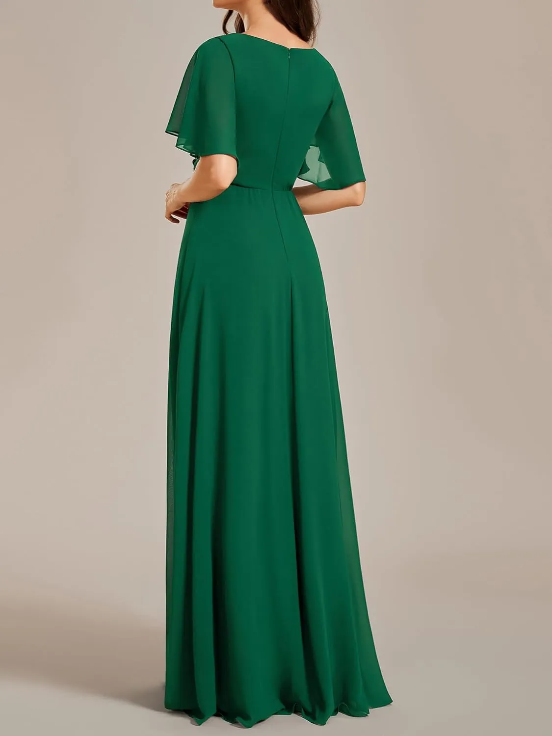 Ever-Pretty Women's Mother's Dress Chiffon V Neck A Line Appliques Waist Formal Dresses 01960