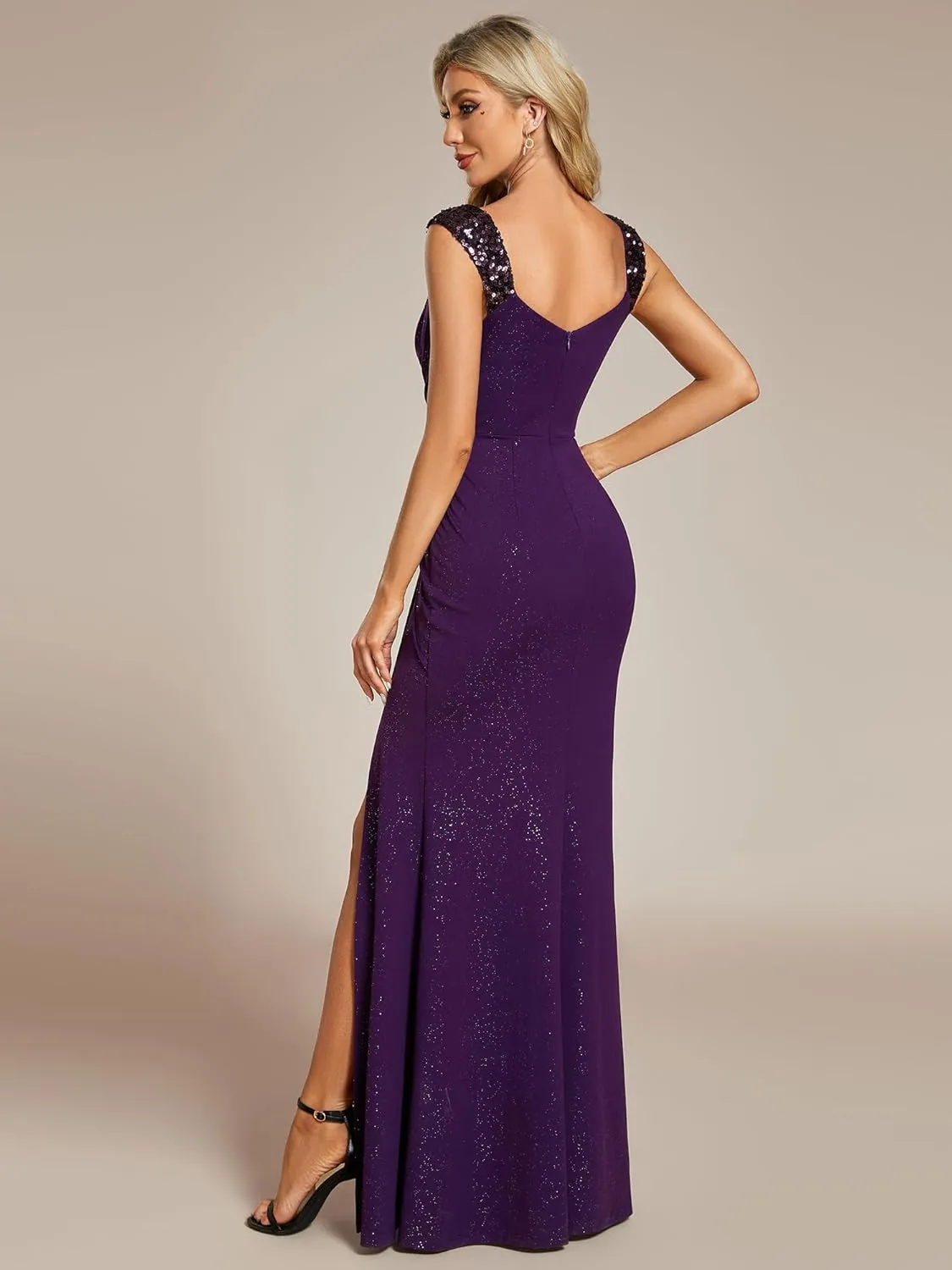 Ever-Pretty Women's V Neck Bodycon Sleeveless Split Maxi Evening Dresses 01888