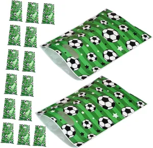 EXHUMKY 50Pcs Soccer Print present Bags Football Treat Pouches for Party Favors Versatile Use for Snacks and Soccer Themed Celebrations and Events