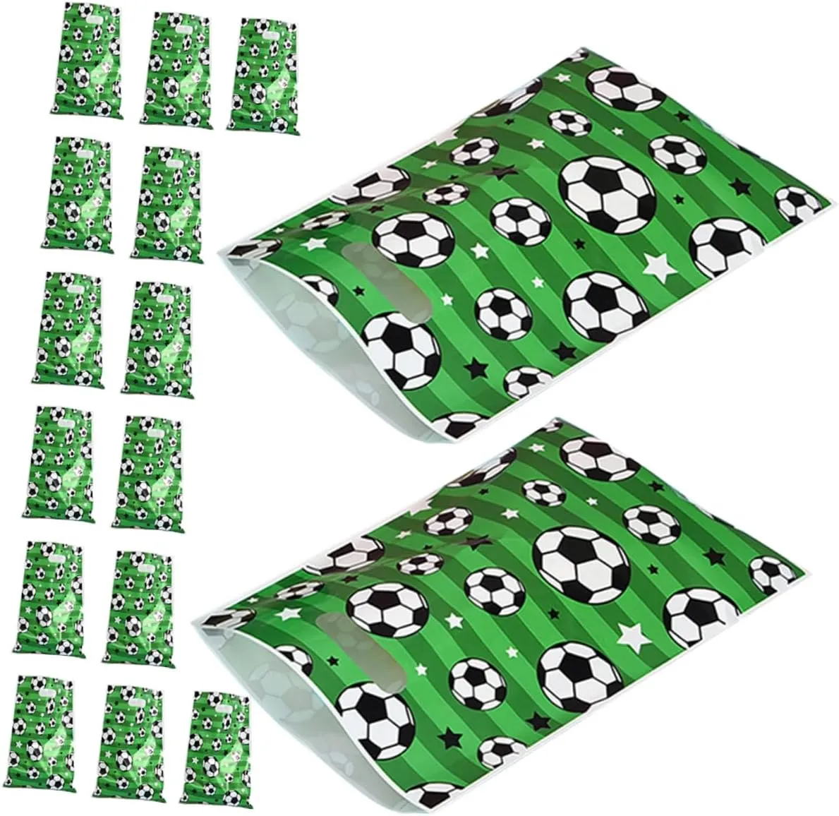 EXHUMKY 50Pcs Soccer Print present Bags Football Treat Pouches for Party Favors Versatile Use for Snacks and Soccer Themed Celebrations and Events
