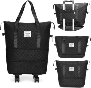 Expandable Duffel Bag With Detachable Rolling, Carry-On Large Luggage Bag, Wheeled Travel Duffle Bag, Large Weekend Bag