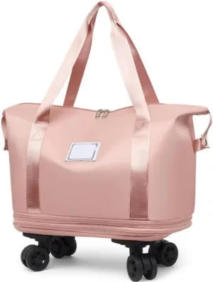Expandable Travel Duffel Bag with Wheels,Large Rolling Capacity Travel Bag,Detachable Casters Wheeled Weekender Bag for Luggage