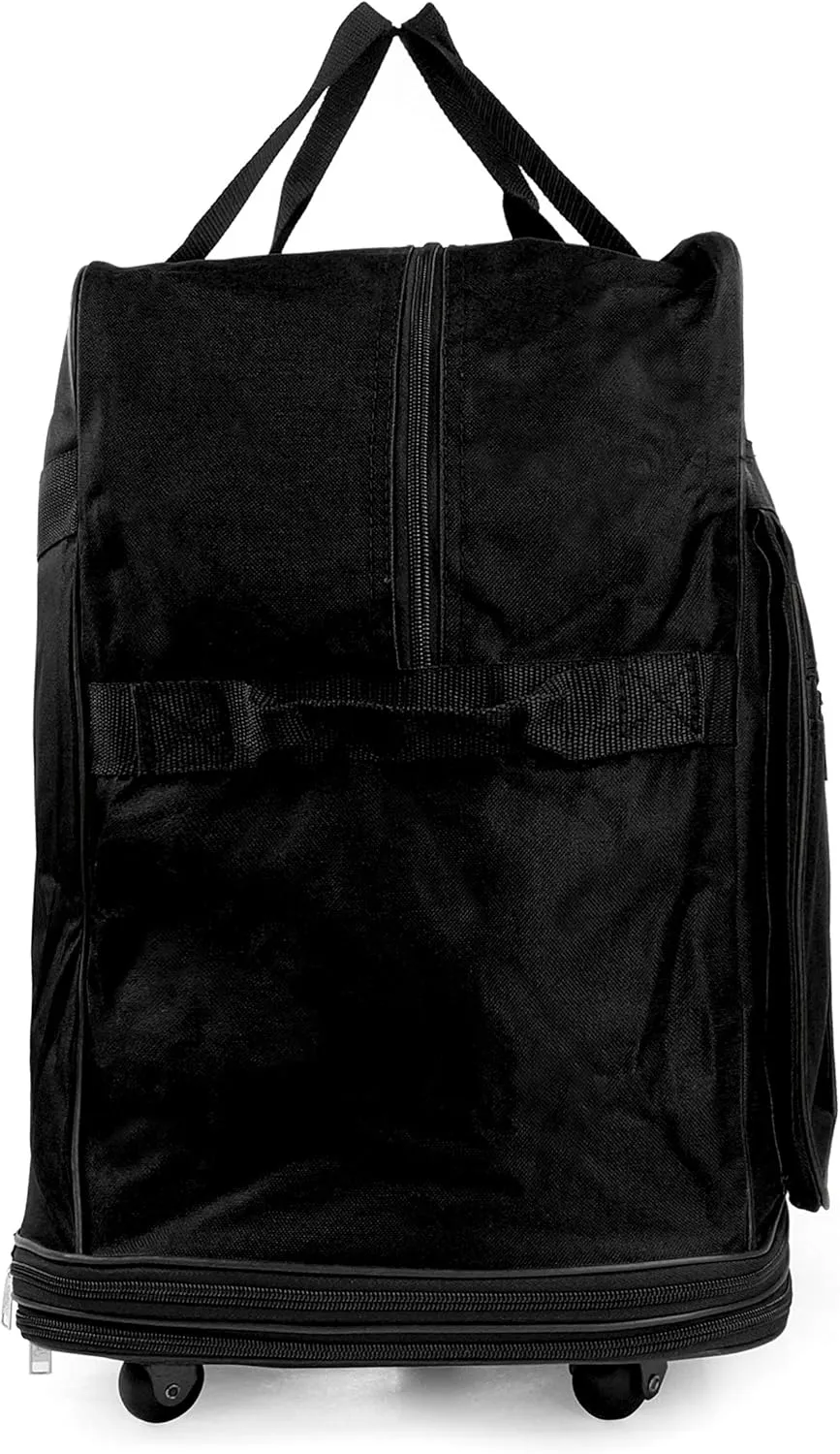 Expandable Wheeled Travel Duffel Large Rolling Suitcase Spinner Luggage Bag 40 Inch Black