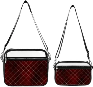 Fancy Burgundy And Gold Transparent Cross Bag Two-piece Set, Fashionable Transparent Bag