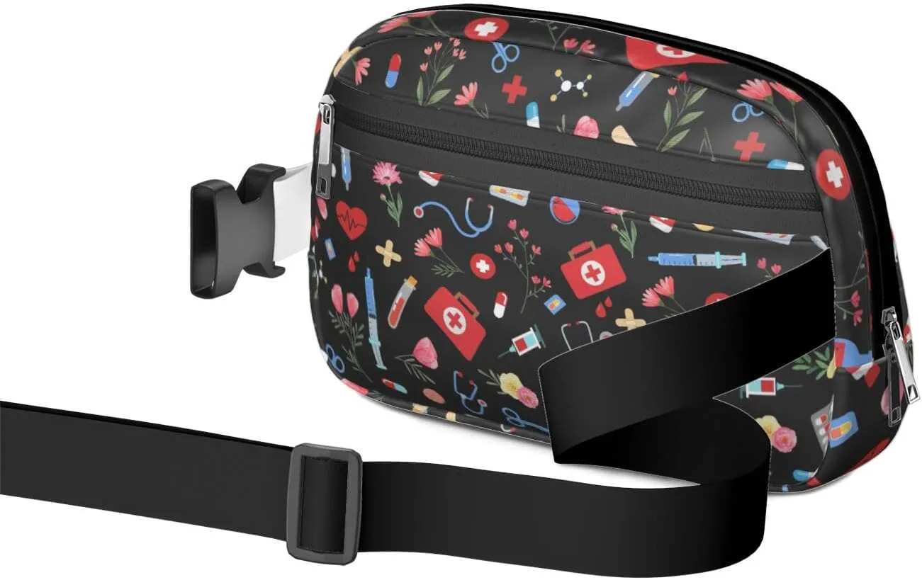 Fanny Pack for Women,Mini Waterproof Nurse theme Belt Bag,Fashionable Crossbody,Cute Everywhere Belt Bags Fanny Pack for Hiking, Travel.